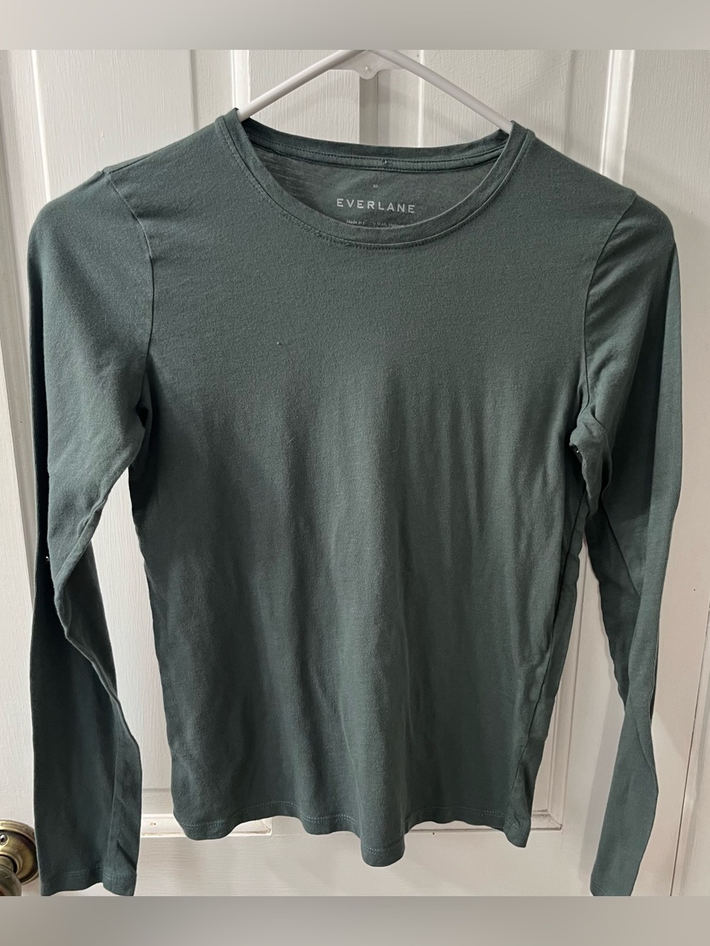 Everlane Women's Long-Sleeve Crewneck Top — Dark Green